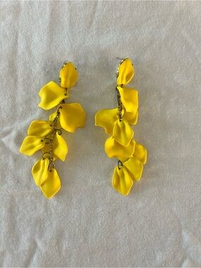 Yellow Petal Cascade Drop Earrings - Women Jewelry